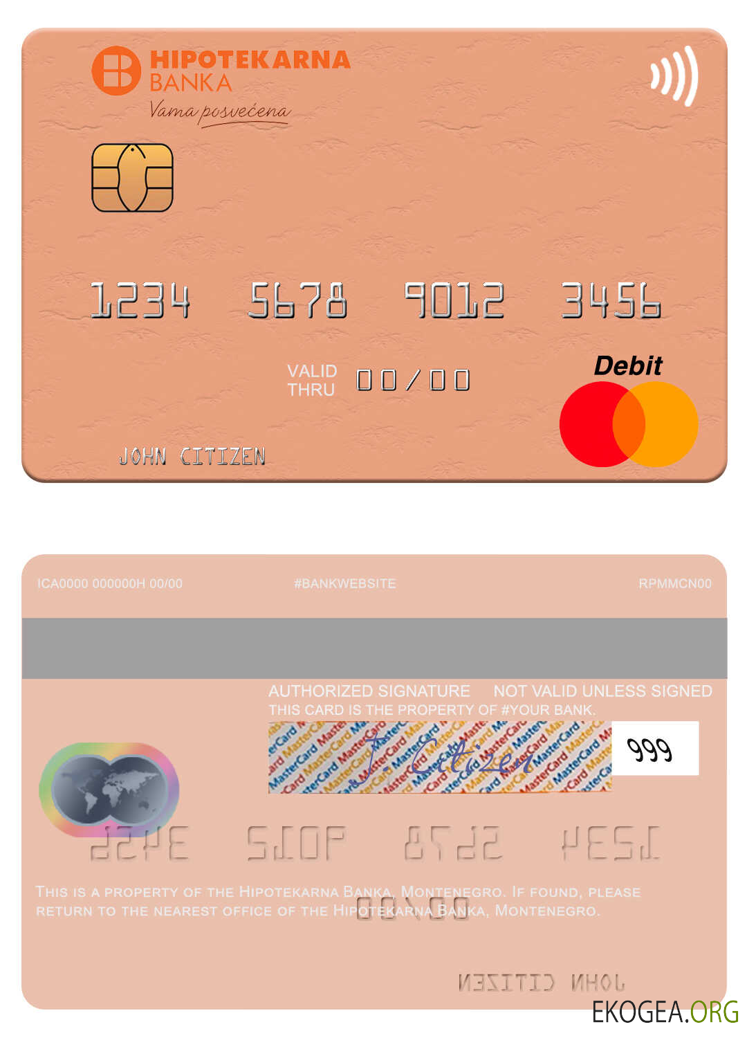 Monténégro Hipotekarna Banka mastercard